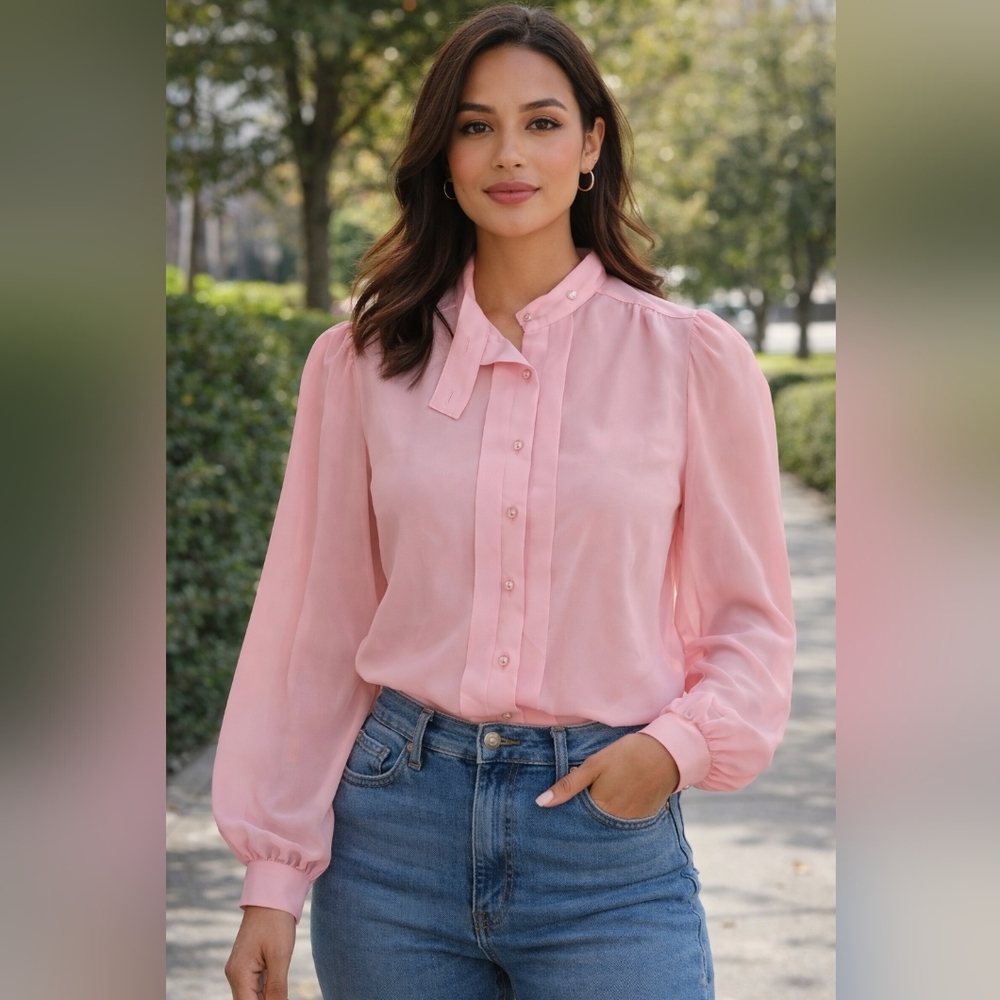 Elegant sheer Pink Women's Blouse